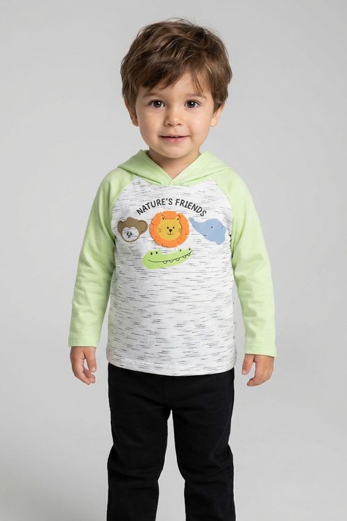Blusa Infantil Menina Cinza Claro Mescla Nature's Friends Bichos