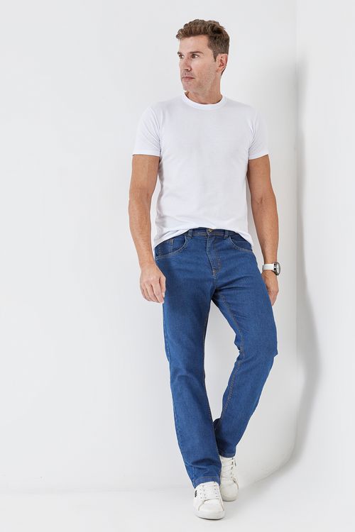 Calca masc progr1 slim jns md jeans azul medio
