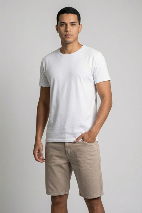 Bermuda masc aj srj cationizada bege med bege medio