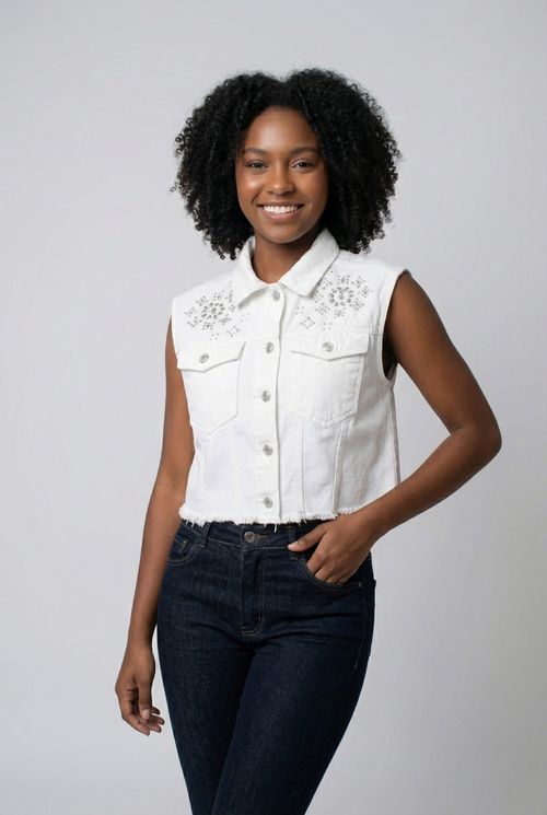 Colete fem aj 4615201 srj bord.off off white