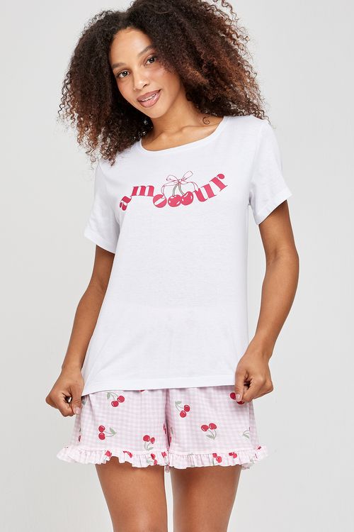 Ling noite ldj020 pijama cherry amour branco