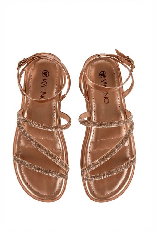 Sandália Flat Feminina Dourado Cobre