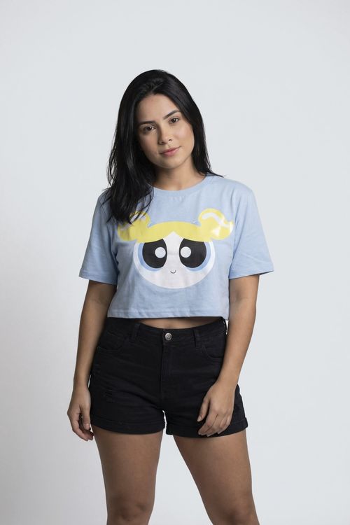 Blusa Cropped Feminina Azul Claro Lindinha