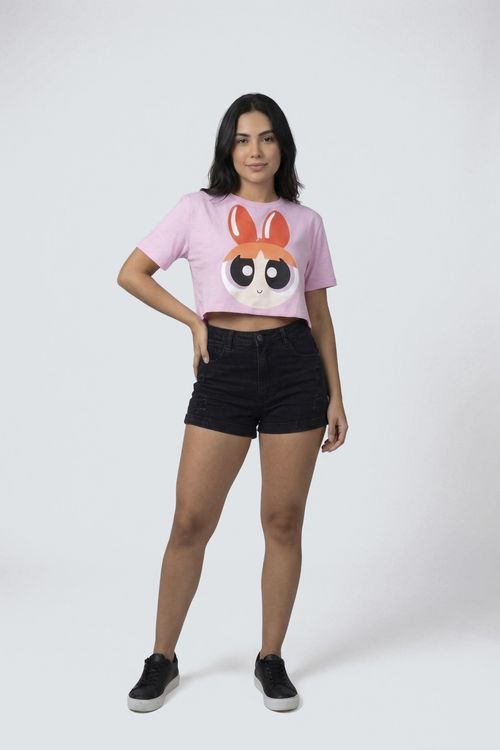 Blusa Cropped Feminina Rosa Claro As Meninas Superpoderosas