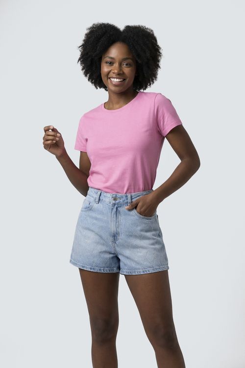 Shorts fem aj 66016 jns curto brilho cl jeans azul medio