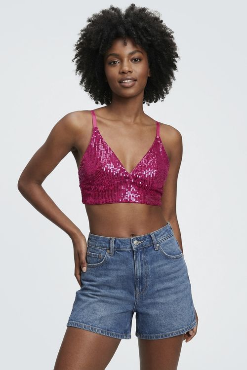 Ling dia lss046 sutia top trian paete ro rosa escuro