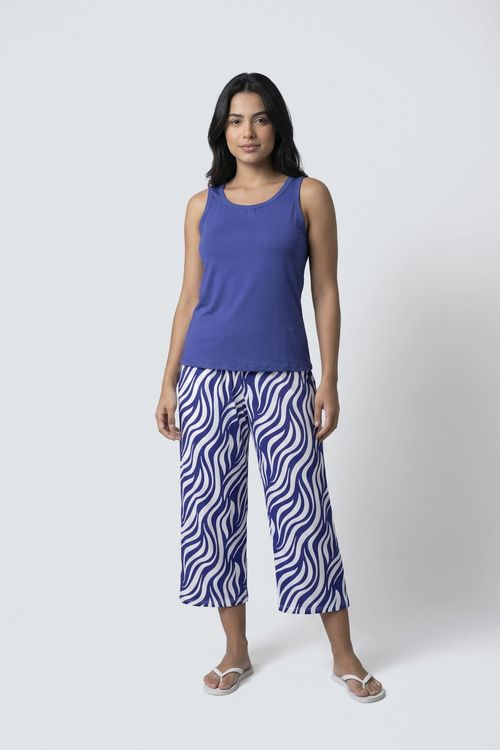 Pijama Conjunto Feminino Azul Estampa Ondas Capri