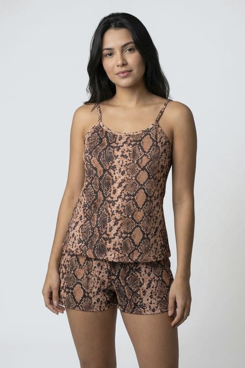 Conjunto Pijama Feminino Estampa Cobra Elegante