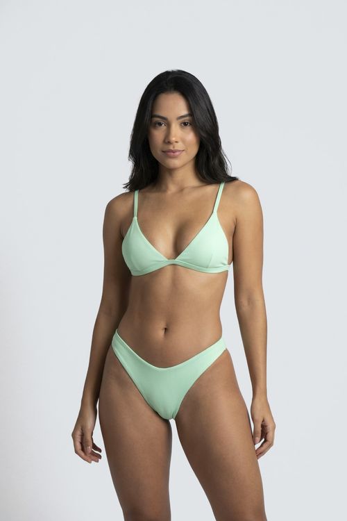 Calcinha de Biquíni Feminino Verde Menta Canelado