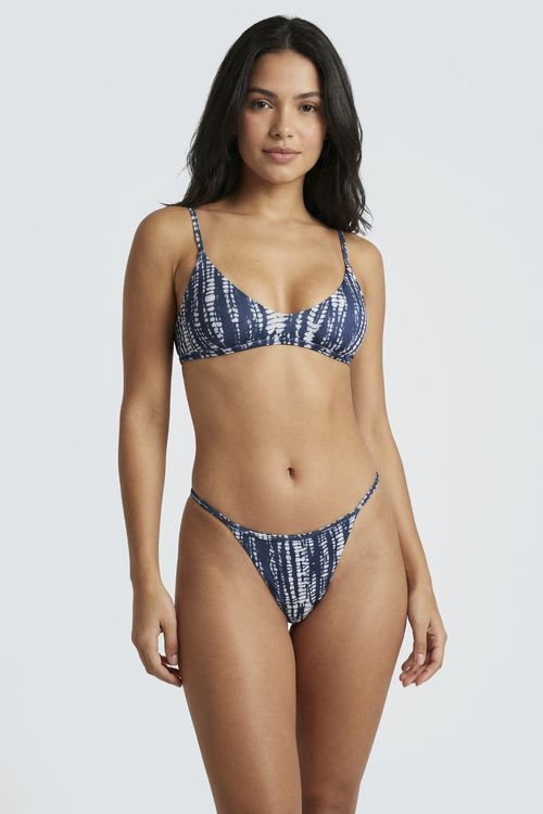 Calcinha de Biquíni Feminino Azul Marinho Estampa Abstrata String
