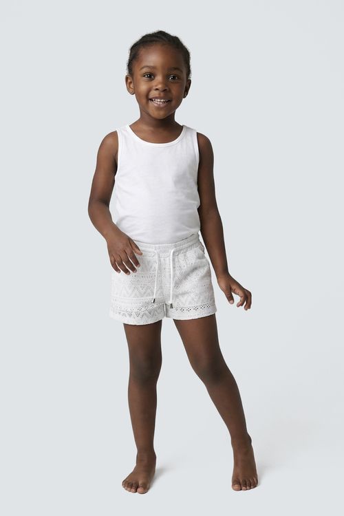 Short Infantil Menina Branco Broderie
