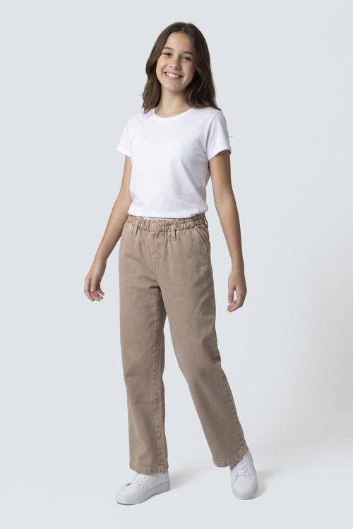 Calça Reta Infantil Menino Bege Médio Estonada