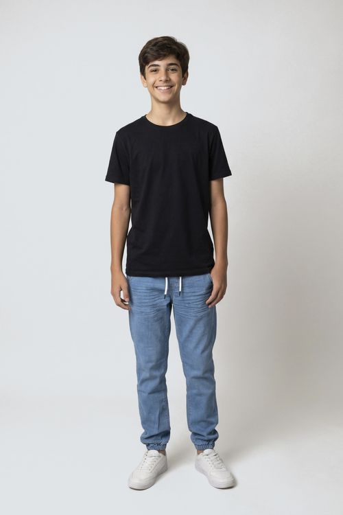 Calça Jeans Jogger Infantil Menino Azul Claro Juvenil