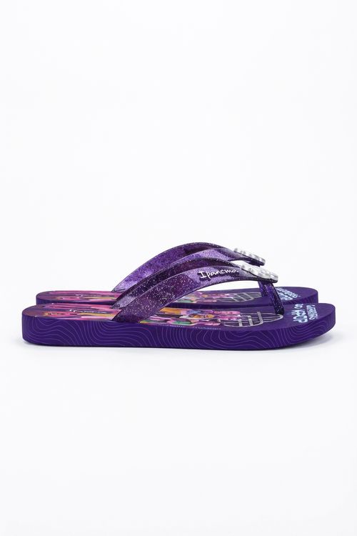 Chinelo Infantil Menina Roxo Estampa Guerreiras K-Pop com Glitter