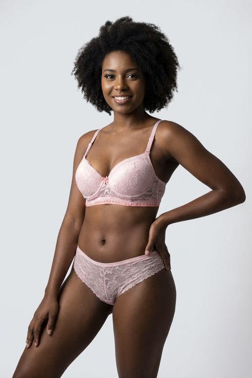 Sutiã Feminino Rosa Claro Renda Floral