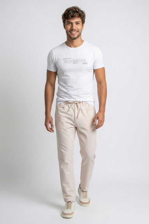 Calça de Linho Masculina Off White