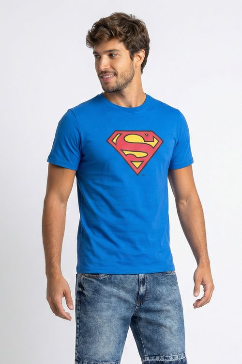 Camiseta masc prom lic carn super man azul medio