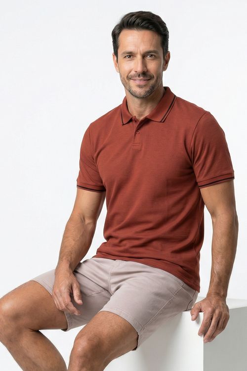 Polo dots masc prom coconut shell bege medio