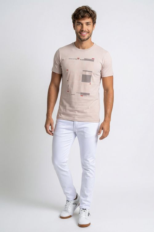 Calça Jeans Masculina Branca Slim Fit com Elastano