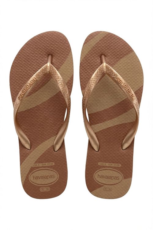 Chinelo Feminino Rose Gold Listrado