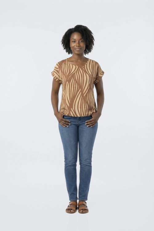 Blusa Feminina Marrom Estampa Abstrata