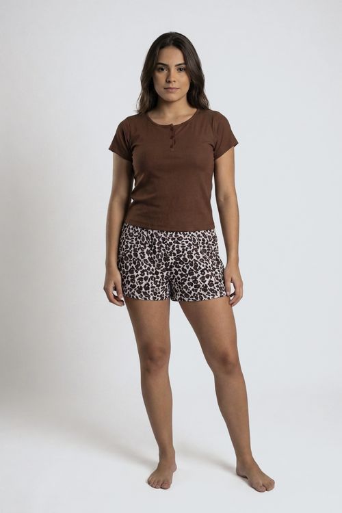 Ling noite lsj039 pij mc rib animal prin marrom escuro