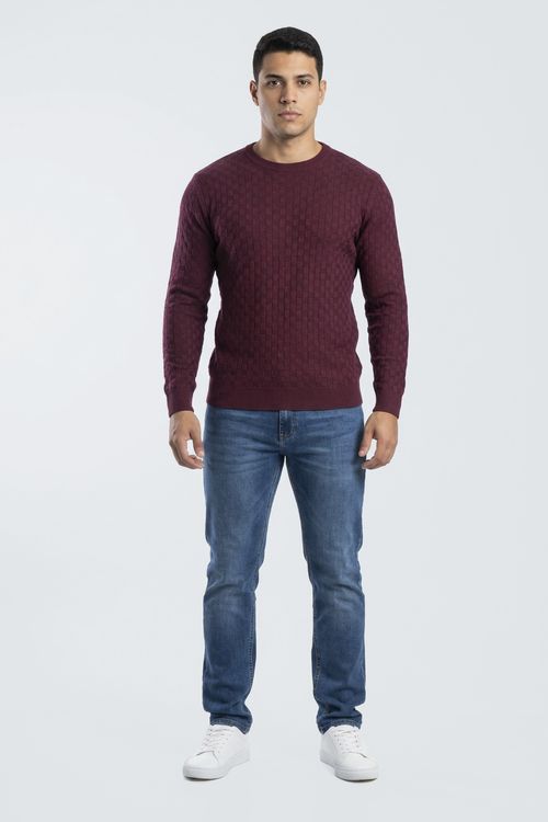 Suéter Masculino de Tricô Vinho Texturizado