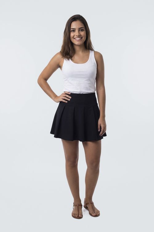 Saia Plissada Curta Feminina Preta