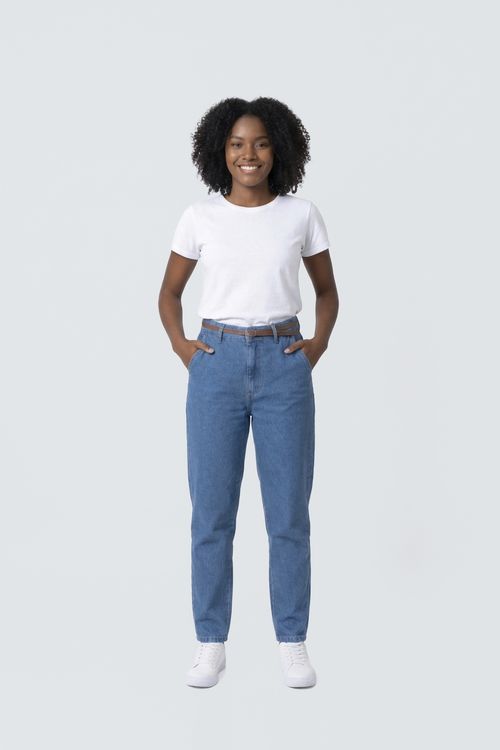 Calça Jeans Cenoura Feminina Azul Médio