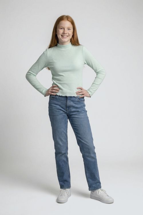 Blusa Infantil Menina Verde Menta com Babados Delicados