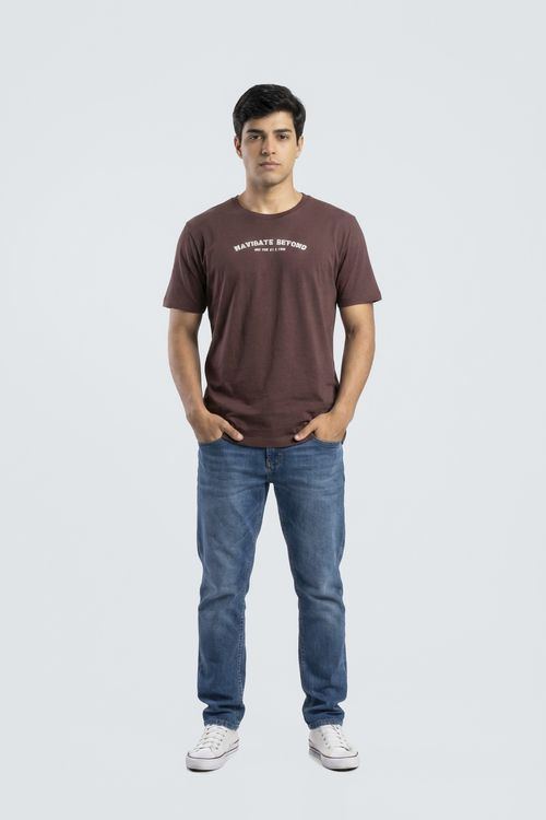 Camiseta Masculina Bordô Estampa Navigate Beyond
