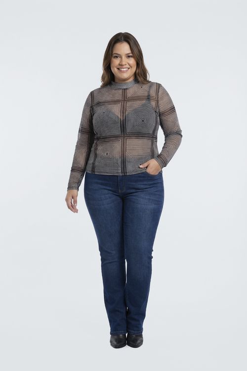 Blusa fem fpm fgl241 m/l tule estmp lenc estampado