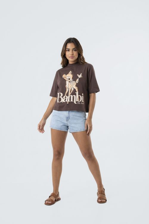 Blusa Boxy Feminina Marrom Escuro Bambi
