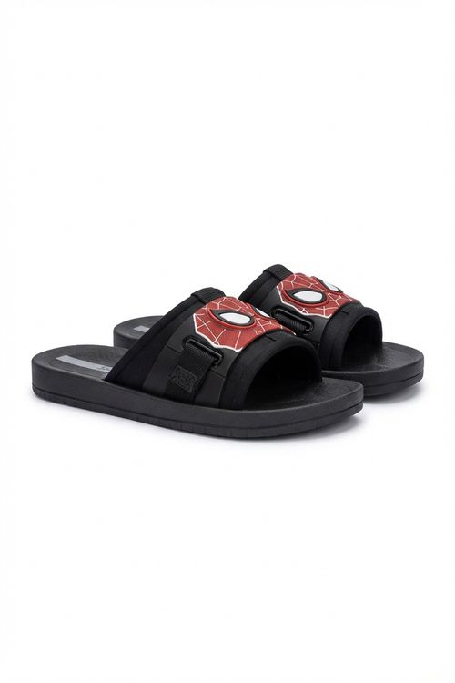 Sandália Slide Infantil Menino Preto Homem-Aranha