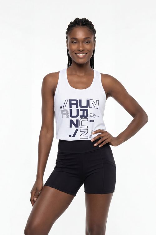 Blusa fem esp regata branca run fel045 branco