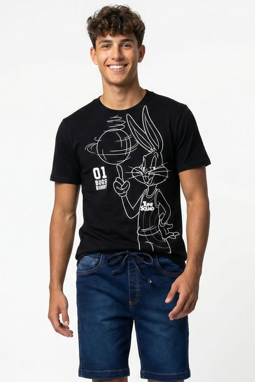 Camiseta masc promo looney tunes preto preto