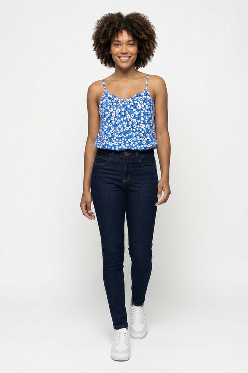 Calça fem aj 26921 jns skinny jeans azul escuro