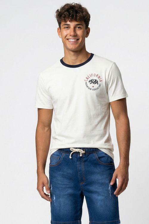 Camiseta masc trendy gola contrast off off white
