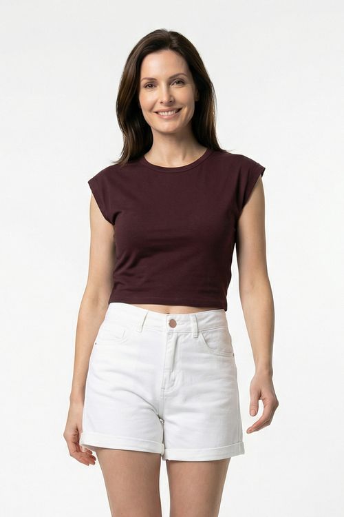 Blusa Feminina Muscle Tee Cropped Marrom