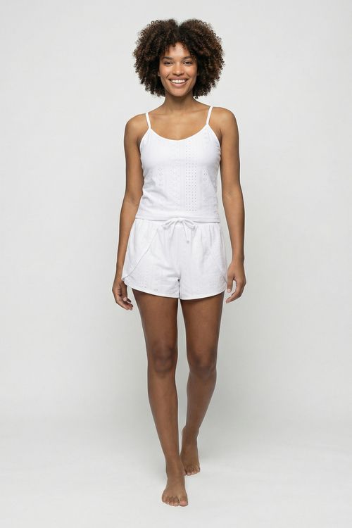 Ling lpj029 pijama alça fina laise branc branco