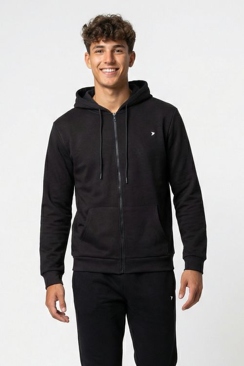 Moletom Esportivo com Capuz Full Zip Masculino Cinza Chumbo