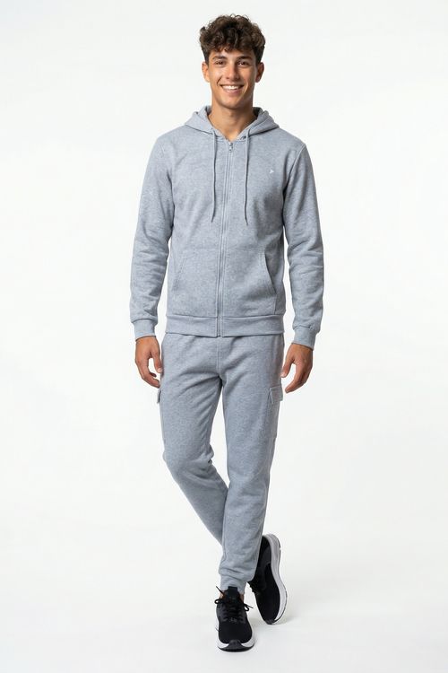 Moletom Full Zip Capuz Masculino Cinza Mescla