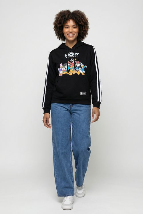 Calça Jeans Wide Leg Feminina Azul Médio Marmorizado