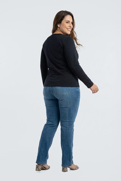 Blusa fpm cas m/l ribana gola alta preto preto