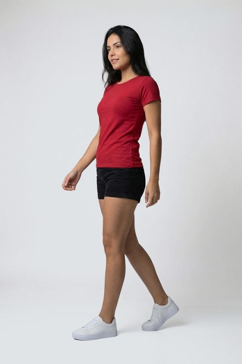 Blusa fem promo manga curta cotton verm vermelho medio