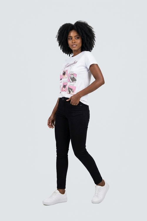 Blusa fem promo ffl256 mc gatinho branco branco