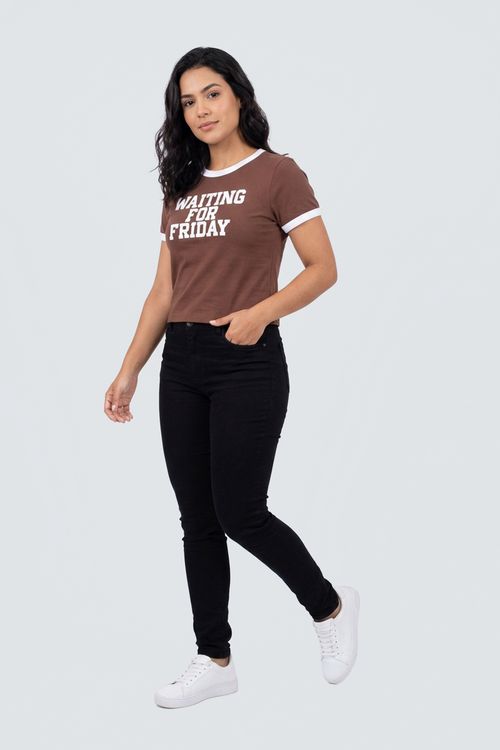 Blusa fem promo ffl299 m/c silk marrom marrom escuro