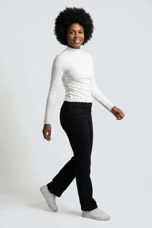 Blusa fem cas m/l ribana gola alta off w off white