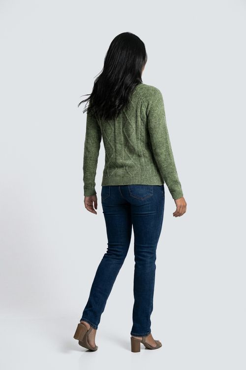 Trico city fem fcis010b sueter chenille verde escuro