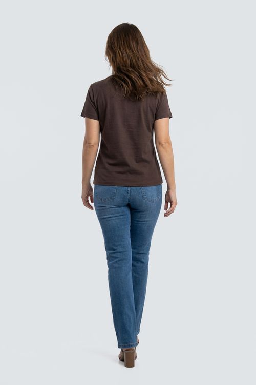 Blusa fem promo m/c m/m est loc marrom marrom escuro